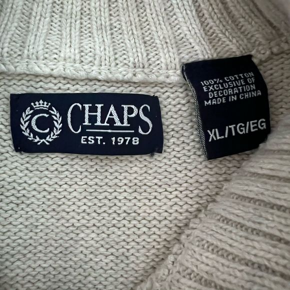 Chaps Fair Isle Nordic Cotton Pullover Mens XL Mock Neck Sweater Apres Chalet - Picture 5 of 16